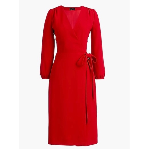 j crew red wrap dress